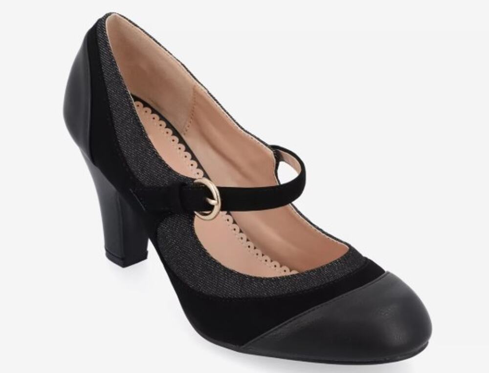 Journee Collection Women's Siri Round Toe Block Heel Shoes Black Size 9